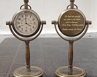 Personalized 8th Anniversary Gift Desk Clock, Bronze Clock, Engraved tally marks, Traditional Anniversary Gift, Gift for Husband, Boyfriend