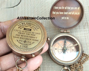 To my daughter Personalized Compass, Mother Daughter Gift, Engraved Compass, Father Daughter Gift, Dad to Daughter Gift, Christmas Gift