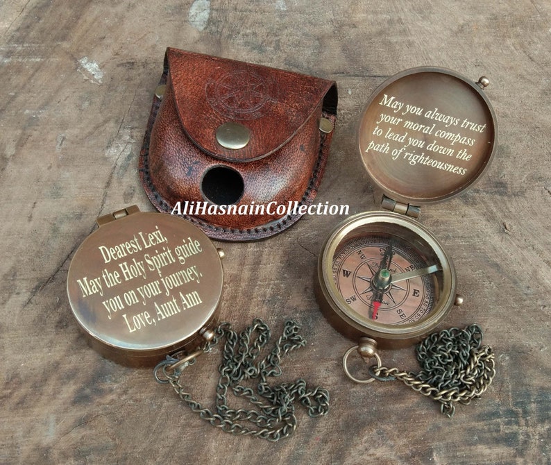 Personalized 8th Anniversary Gift Compass, Brass Handmade Compass, Gift ...