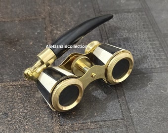 Antique Brass Opera Glasses Mother of Pearl and Handle Brass Fittings Vintage Scope Spyglass for Watching Birds Travelling Home Decor