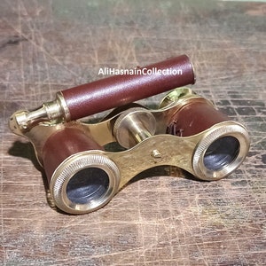 Antique Brass Opera Glasses Binoculars & Handle Brass Fittings Vintage Scope Spyglass For Watching Birds Travelling Home Decor