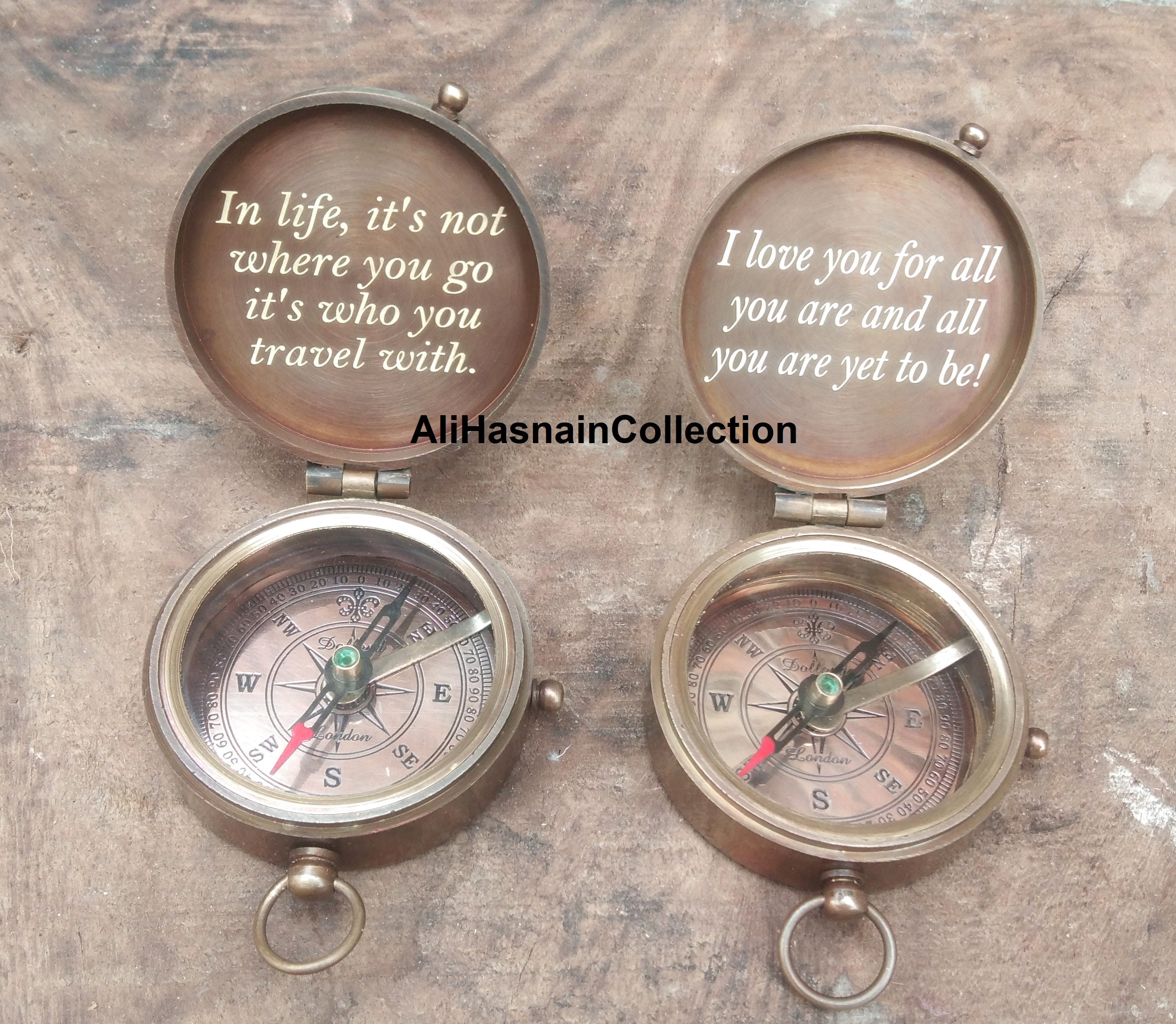 Set of 2 Compasses Personalized Compass Custom Engraving Etsy