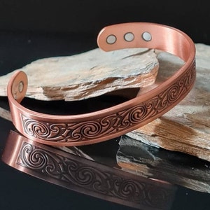 Mens Copper Bracelet, Solid Copper Celtic style Cuff Bracelet, Ideal Gift for Him, Mens Copper Jewellery with Gift Box | With Free Gift Card