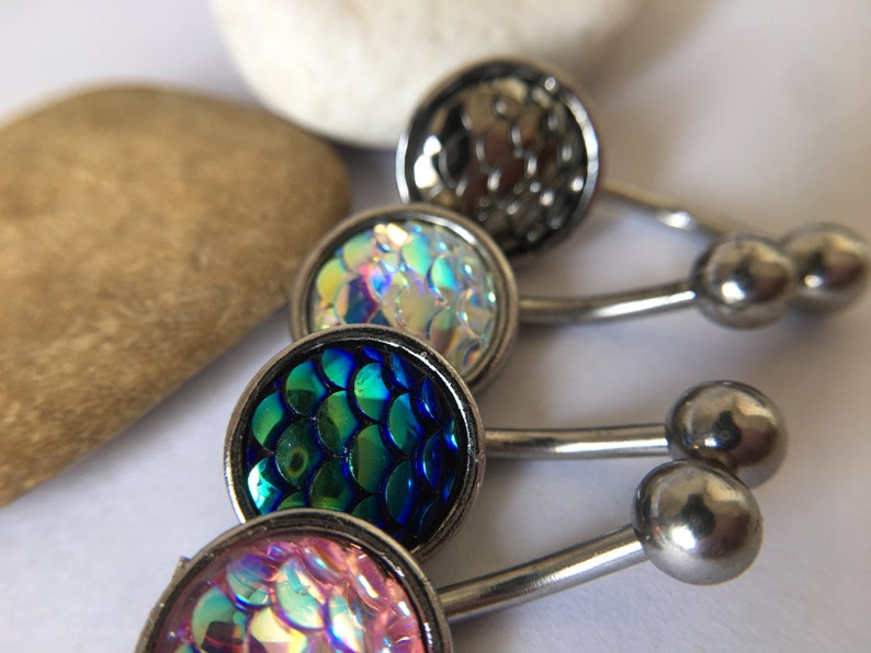 Body Jewelry Belly bar,Navel Piercing Ring,Belly Button Ring Best Gift, Mermaid scale Belly Ring Belly Ring