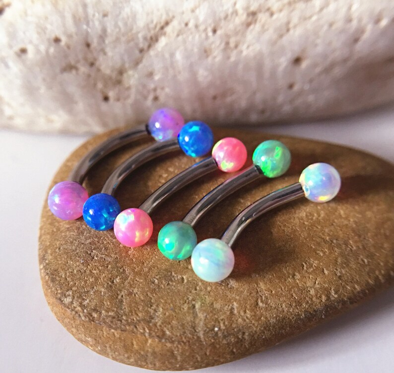 rook barbell Eyebrow Curved Barbell Jewelry cartilage earring 16g Opal eyebrow,Eyebrow ring body piercing jewelry,rook earrings