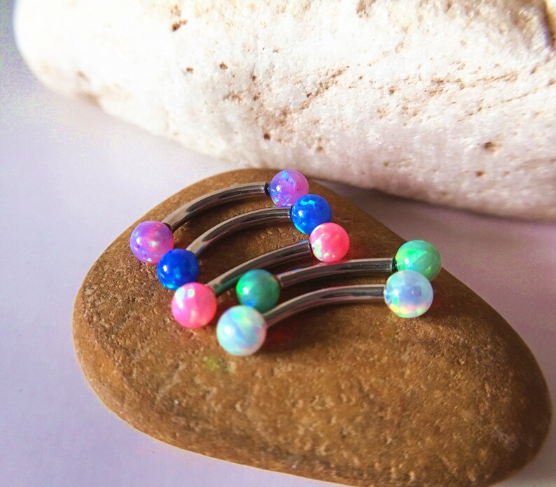 rook barbell Eyebrow Curved Barbell Jewelry cartilage earring 16g Opal eyebrow,Eyebrow ring body piercing jewelry,rook earrings