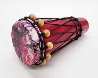 Pocket Drum - Wine Red - Red and Black Tie Dye Head - 6" head diameter