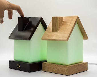 Modern Friendship Lamp - Home Wood & Glass Design | Long Distance Touch Lamp | Relationship Gift | LuvLink