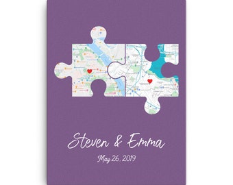 Customised Canvas "Puzzle of love".  Perfect gift for couples & anniversary gifts