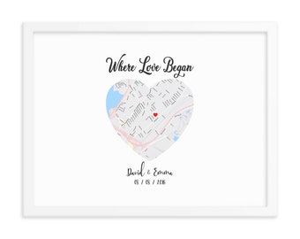 Personalised Framed Print "Where love began".  Perfect gift for couples & anniversaries!
