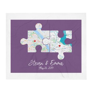 Personalised Blanket &quot;Puzzle of love&quot;.  50″ × 60″.  Perfect gift for couples & anniversary gifts