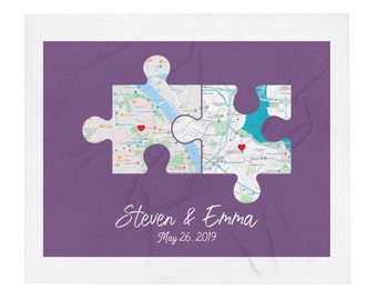 Personalised Blanket "Puzzle of love".  50″ × 60″.  Perfect gift for couples & anniversary gifts