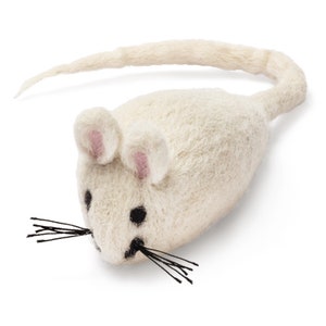 Toy Mice, Realistic White Rat, Wool Mouse Cat Toy, Felted Plush Mouse, Kitty Prey, Fun Toy for All Size Cats