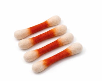 Cotton Swab Kitten Toys, Felt Q Tip Cat Toys – Natural Wool, Lanolin Scented, Four Pack