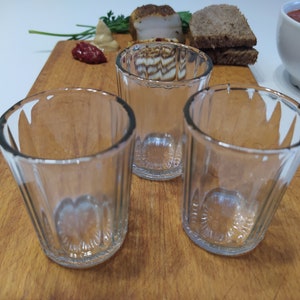 Soviet Drinking Shot Glasses 3х100 ml USSR / Small Faceted Shot Glasses Set of 3 / Soviet Union Vodka Glasses