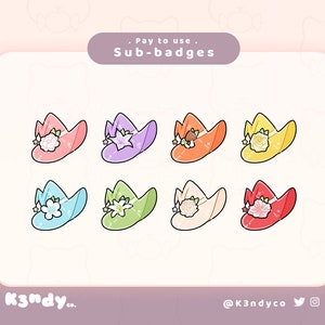 Twitch sub/bit badges | Witch Wizard Hat Flowers Cute Kawaii | Twitch Stream Sub badges