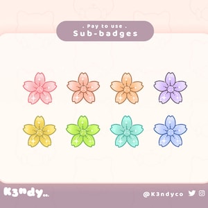 Twitch sub/bit badges | Cute Kawaii Cherry Blossom Flower | Twitch Stream Sub badges