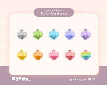 Twitch-sub-/bitmärken | Söt kawaii pixelkärleksdryck | Twitch-submärkesströmpaket