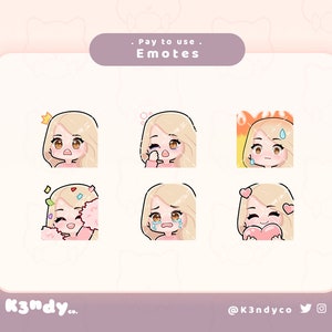 Twitch Emotes | Blonde Haarbraun Augen Mädchen | Chibi Girl Emotes Twitch Discord Stream Pack