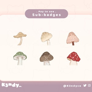 Emblemas de sub/bit Twitch | Cogumelos Kawaii Pixel Fofos