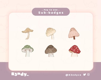 Twitch sub/bit badges | Cute Kawaii Pixel Mushrooms