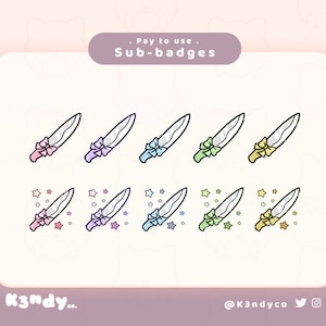 Twitch sub/bit badges | Cute Knife Kawaii Halloween | Twitch Stream Package