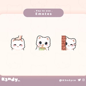 Twitch emotes | Cute White Cat Kitty 3-Pack Kawaii | Cute Cat Emotes Twitch Discord Stream Pack