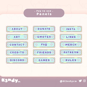 Twitch Panels | Cute Bright Info Panels | Twitch Stream Info Panels