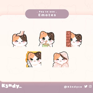 Twitch emotes | Cute Calico Cat Kitty Kawaii | Cute Cat Emotes Twitch Discord Stream Pack