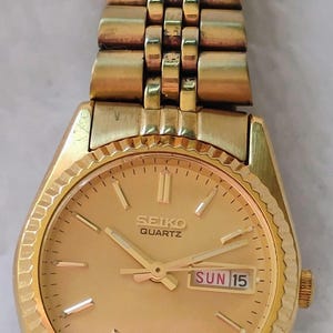 Seiko Watch Women&#39;s Vintage Gold Tone Day/Date 7N83