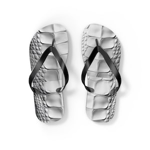 White Gator Skin Print Flip Flops for Summer Fun, Vacation Sandals, Beach Footwear, Casual Footwear, Poolside Essentials, Travel Shoes
