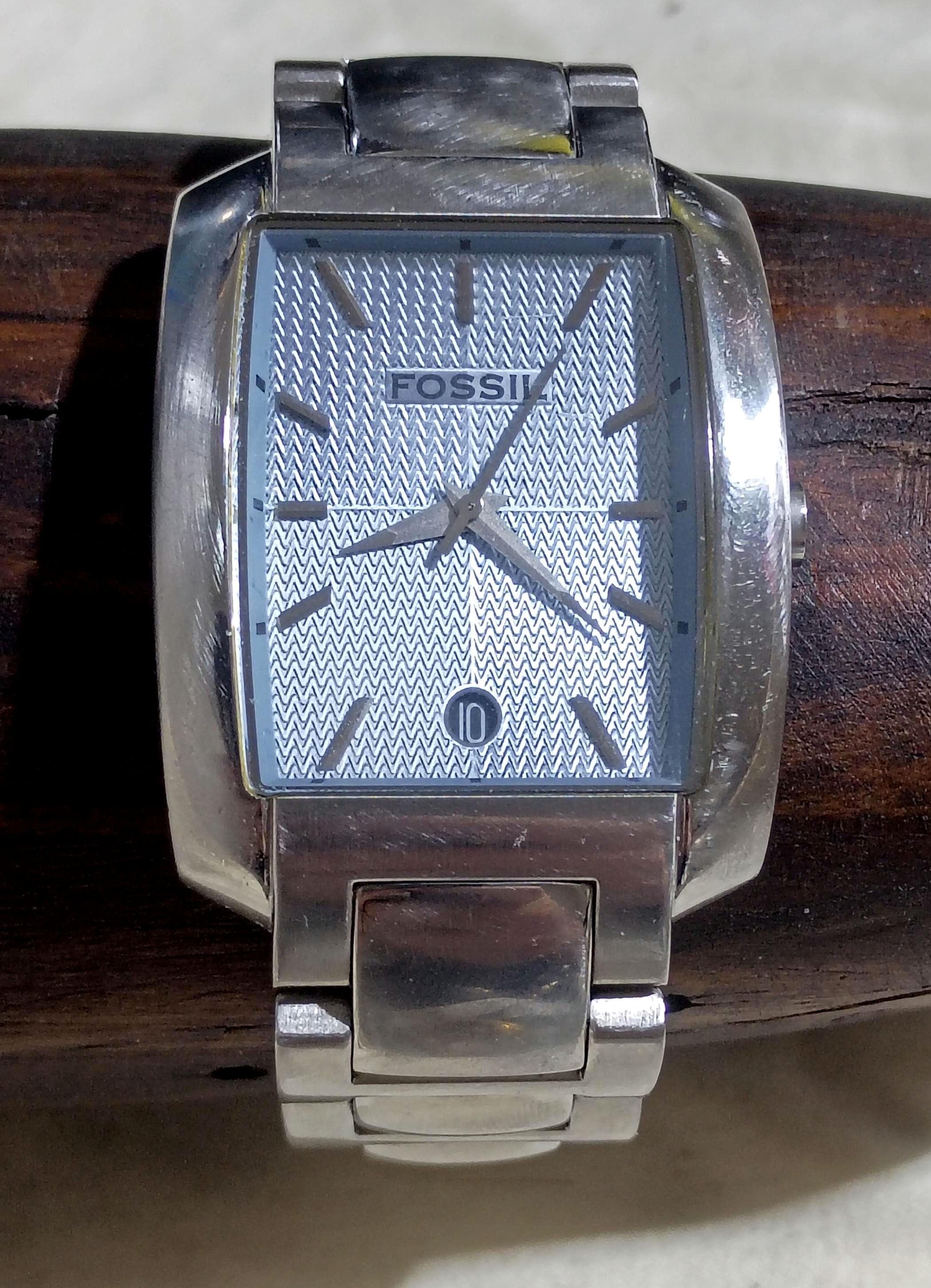 Fossil EC-6839 Rare VTG Watch 30mm - Fresh Battery - Adjustable - Recycled Paper Mens Vintage Fossil Flip Date Watch JR-9415 Reversible Wide  main image 2