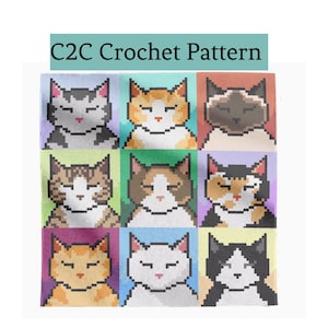 C2C Pattern &quot;Cats Blanket&quot; -  For crochet / knitting / cross-stitch