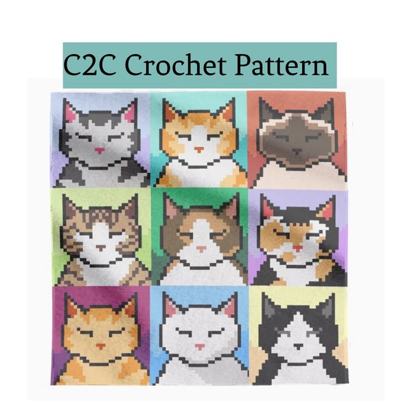 C2C Pattern "Cats Blanket" -  For crochet / knitting / cross-stitch