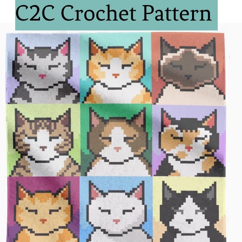 C2C Pattern cats Blanket for Crochet / Knitting Etsy