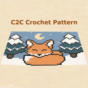 C2C Pattern "Sleeping Fox" - For crochet / knitting / cross-stitch