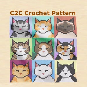 C2C Pattern "Cats Blanket" -  For crochet / knitting / cross-stitch