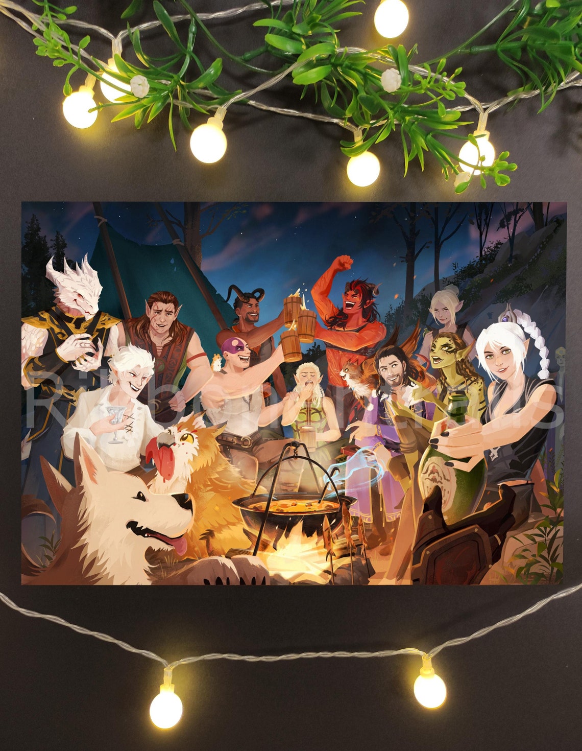 Campfire Party BG3 Baldur's Gate 3 Print Etsy