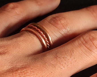 Stacking copper rings, Pure copper ring, Minimalist rings for man and women, Thin band ring, Stackable rings