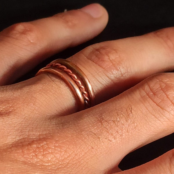 Stacking copper rings, Pure copper ring, Minimalist rings for man and women, Thin band ring, Stackable rings