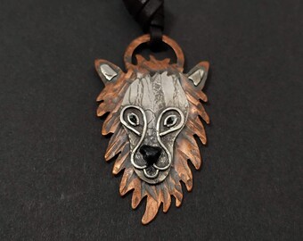 Wolf head necklace, Rustic wolf nekclace, Gift for boyfriend, Wolf necklace silver, Wolf necklace for men, Wolf lover gift