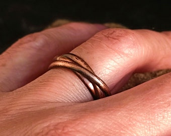 Fidget ring, Anxiety ring, Triple interlocking ring, Copper rolling ring, Trinity ring, Pure copper ring, Interlocking Bands, Healing ring