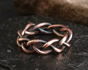 Braided copper ring, Chunky ring, Pure copper ring, Twisted ring, Solid copper ring, Ring for men and women, Wide wire ring, Arthritis ring