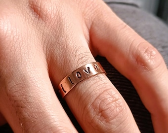 Personalized copper ring, Custom copper ring, Message ring, Name ring, Copper band ring, Date ring, Arthritis ring, 7th anniversary gift