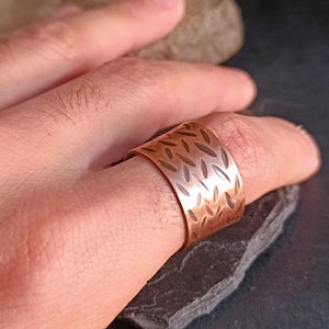 Wide band ring, pure copper ring, arthritis ring, rustic jewelry, healing ring, anniversary gift, adjustable ring