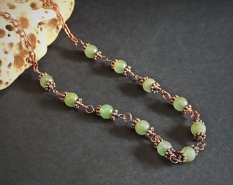 Gargantilla de aventurina verde, gargantilla de piedra, collar de aventurina natural, collar de cuentas de cristal, collar de piedras preciosas
