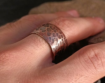 Pure copper band ring, Adjustable ring, Hammered copper ring, Antique jewelry, Ring for men and women, Arthritis ring, Chunky ring