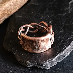 Hammered copper ring, Rustic Viking Style, 7th anniversary gift, Arthritis ring, Pure copper ring