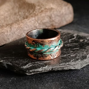 Wide copper ring, Rustic style, Pure copper ring, 7th anniversary gift, Arthritis ring, Artisan copper ring, Solid copper ring