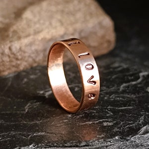 Anillo de cobre personalizado, anillo de cobre personalizado, regalo del séptimo aniversario, anillo con mensaje, joyería de cobre puro, anillo para artritis